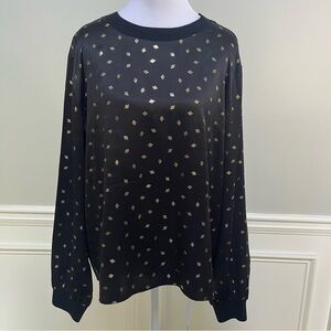 Garnet Hill Black Silk Top With Gold Detail Size L